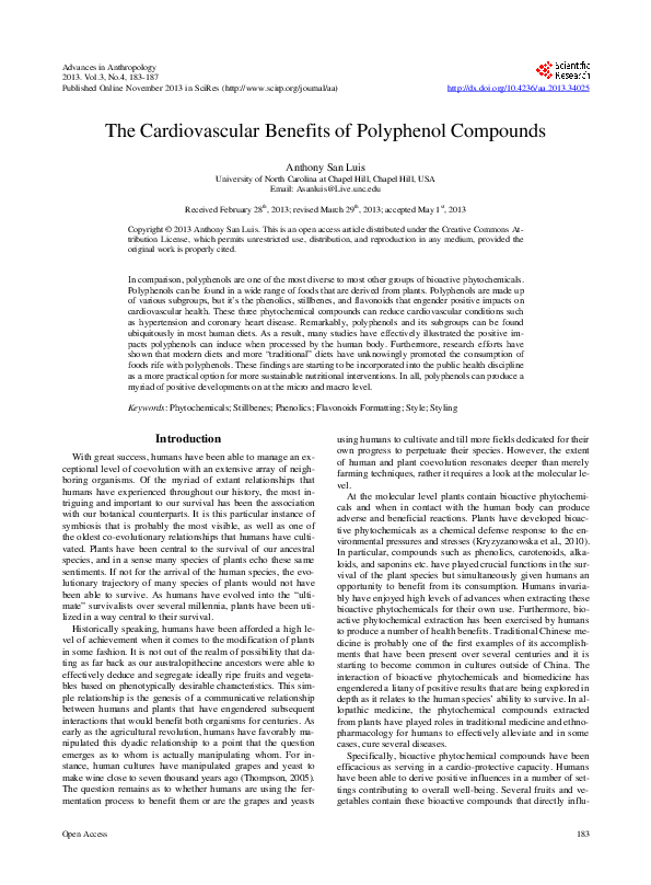 (PDF) The Cardiovascular Benefits of Polyphenol Compounds