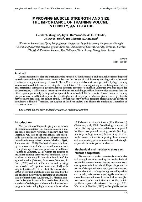 (PDF) Improving Muscle Strength and Size: The Importance of Training ...