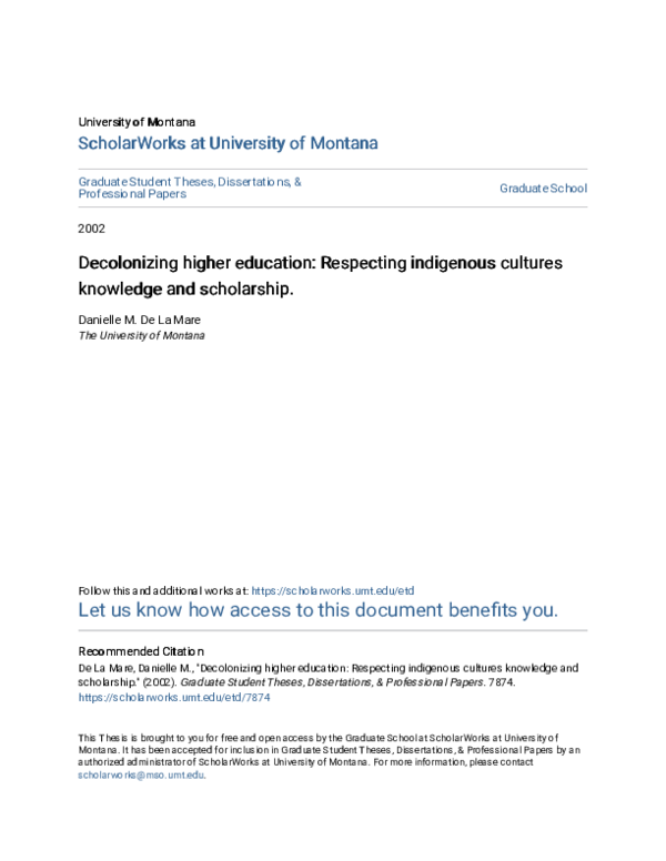 pdf-decolonizing-higher-education-respecting-indigenous-cultures-knowledge-and-scholarship-danielle-de-la-mare-academia-edu