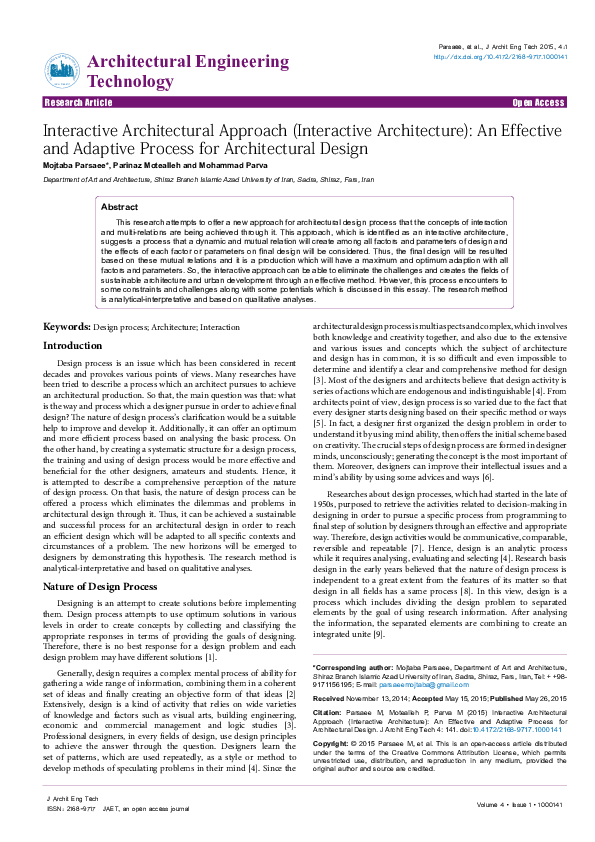 (PDF) Interactive architectural approach (interactive architecture): An ...