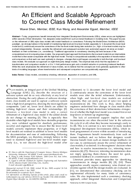 (PDF) An Efficient and Scalable Approach to Correct Class Model Refinement