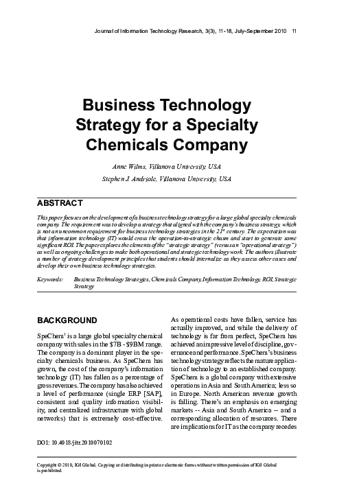 (PDF) Business Technology Strategy for a