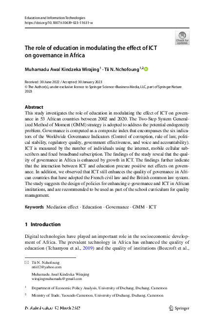(PDF) The role of education in modulating the effect of ICT on ...
