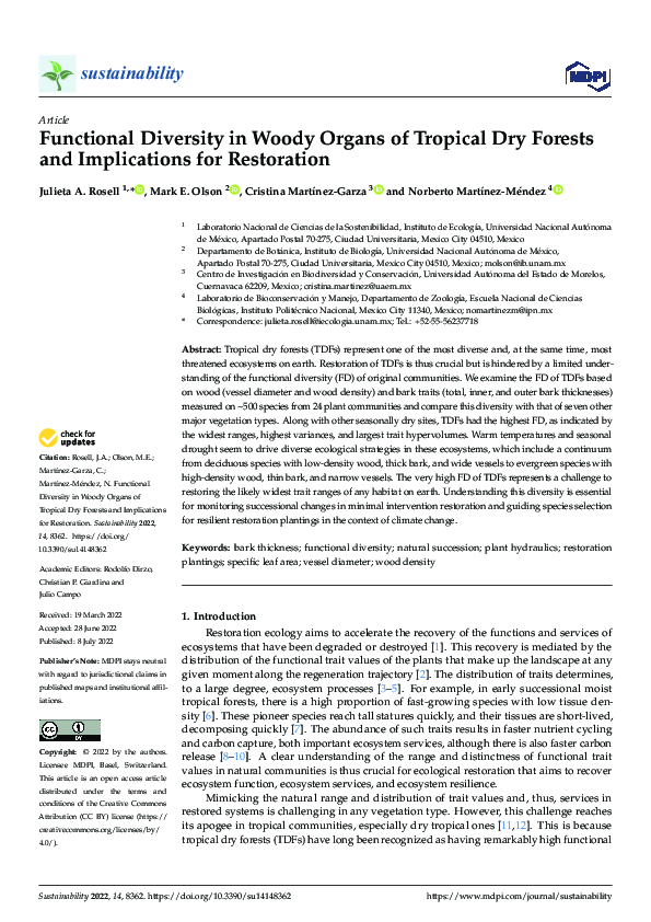 (PDF) Functional Diversity in Woody Organs of Tropical Dry Forests and ...