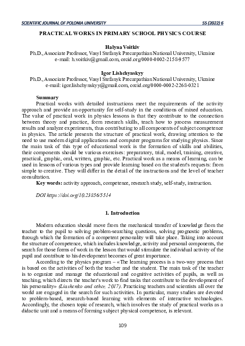 (PDF) Practical Works in Primary School Physics Course