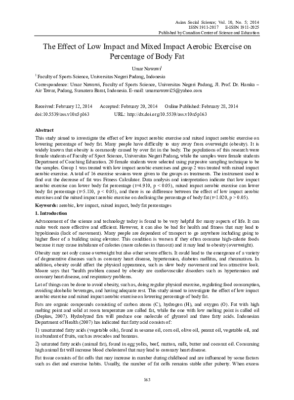 (PDF) The Effect of Low Impact and Mixed Impact Aerobic Exercise on ...
