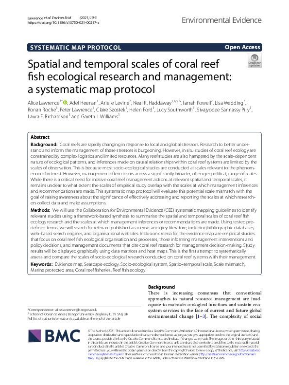(PDF) Spatial and temporal scales of coral reef fish ecological ...