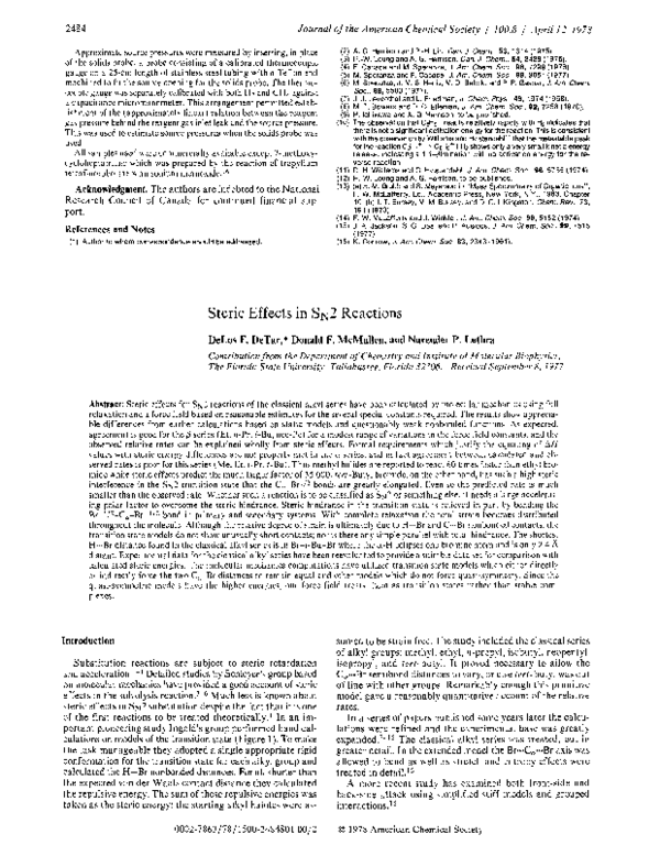 (PDF) Steric effects in SN2 reactions