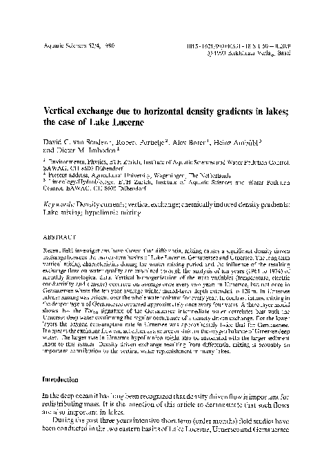 (PDF) Vertical exchange due to horizontal density gradients in lakes ...