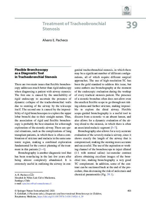 (PDF) Treatment of Tracheobronchial Stenosis Alvaro Pacheco