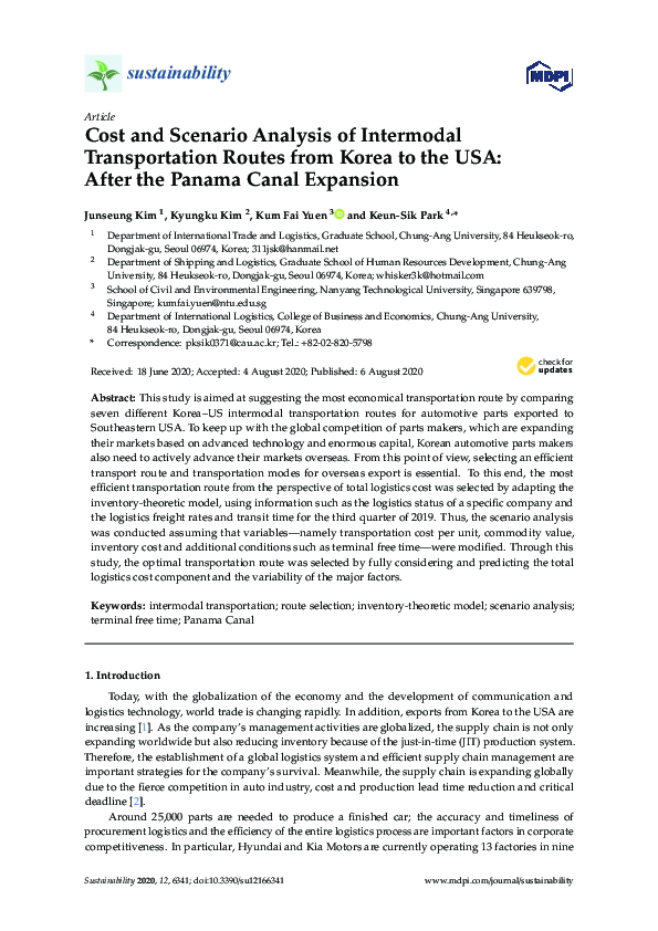 (PDF) Cost and Scenario Analysis of Intermodal Transportation Routes ...