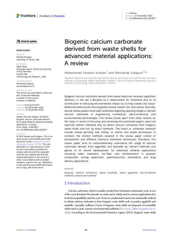 Pdf Biogenic Calcium Carbonate Derived From Waste Shells For Advanced Pdf Biogenic Calcium Carbonate Derived From Waste Shells For Advanced