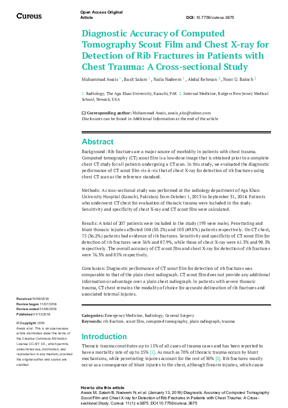 (PDF) Diagnostic Accuracy of Computed Tomography Scout Film and Chest X ...
