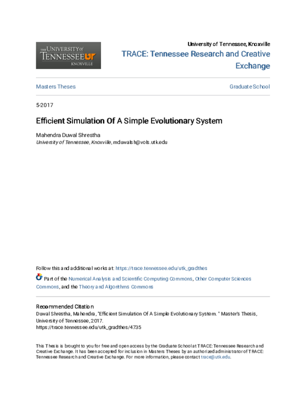 (PDF) Efficient Simulation Of A Simple Evolutionary System
