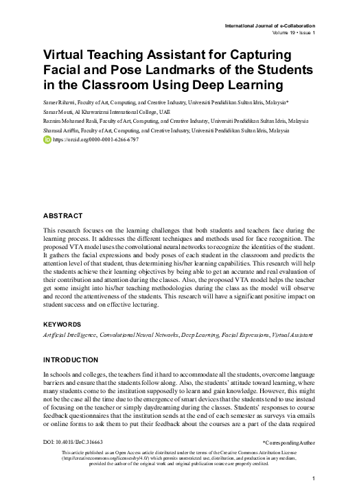 (PDF) Virtual Teaching Assistant for Capturing Facial and Pose ...