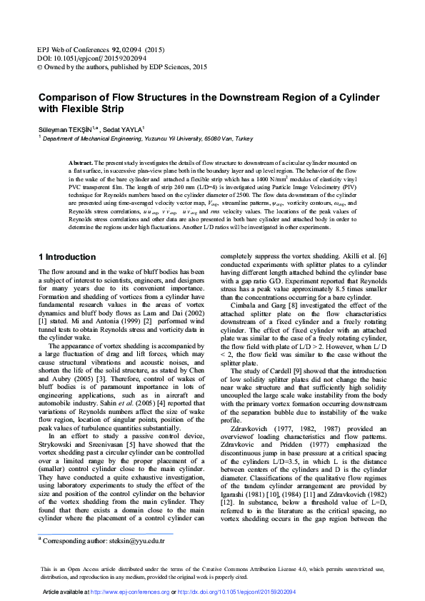 (PDF) Comparison of Flow Structures in the Downstream Region of a ...