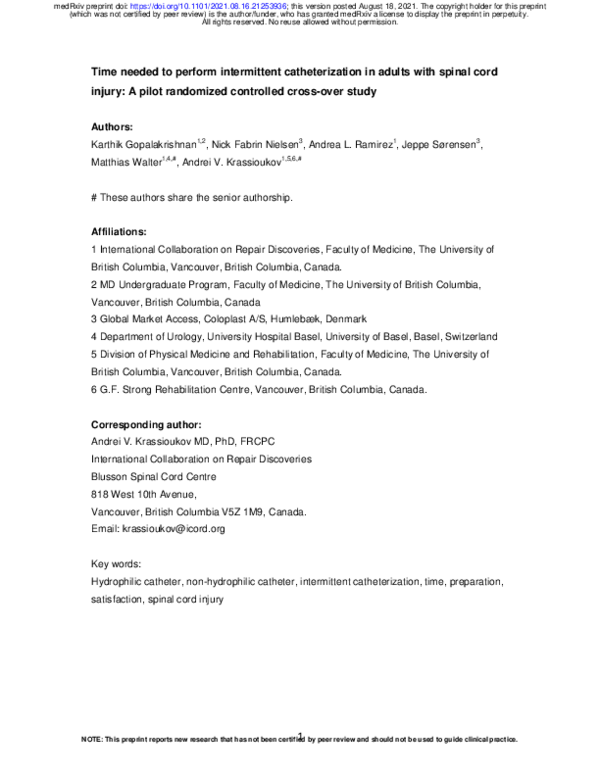 (PDF) Time needed to perform intermittent catheterization in adults