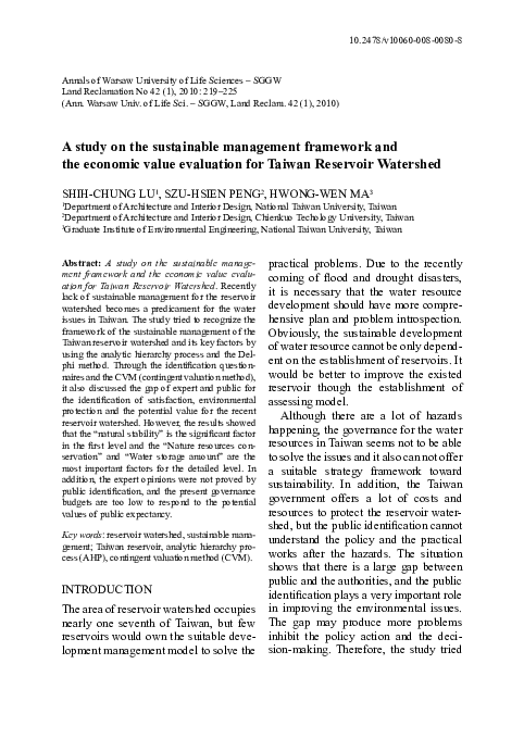 (PDF) A study on the sustainable management framework and the economic ...