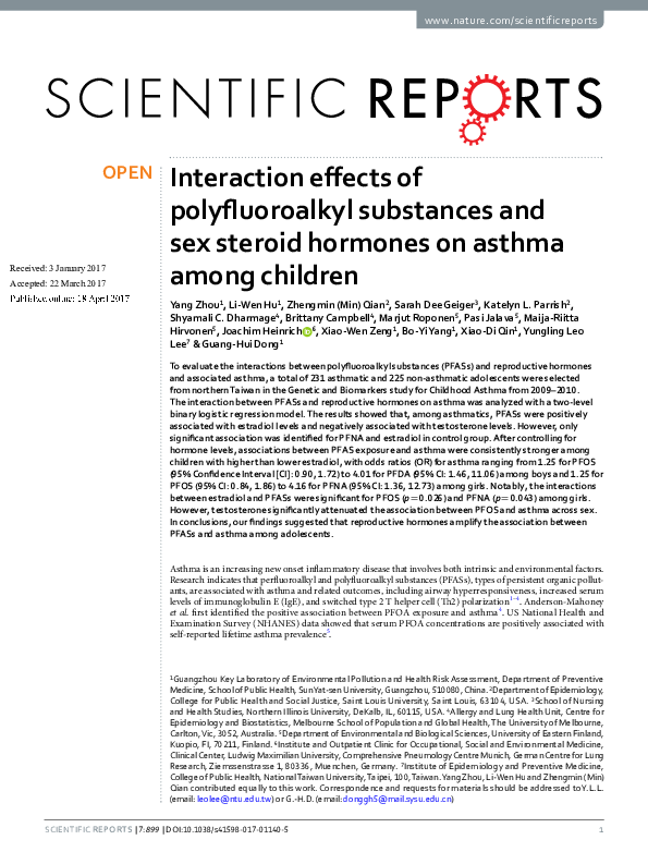 (PDF) Interaction effects of polyfluoroalkyl substances and sex steroid ...