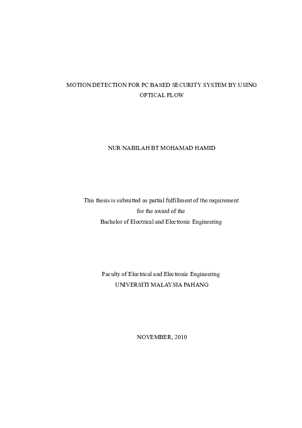 (PDF) Motion Detection for PC based on Security System by using Optical ...