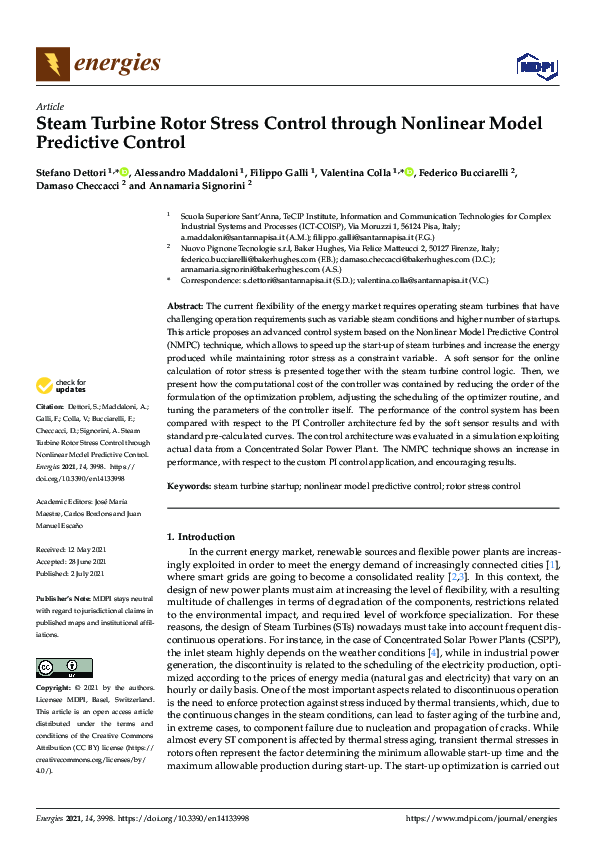 (PDF) Steam Turbine Rotor Stress Control through Nonlinear Model ...