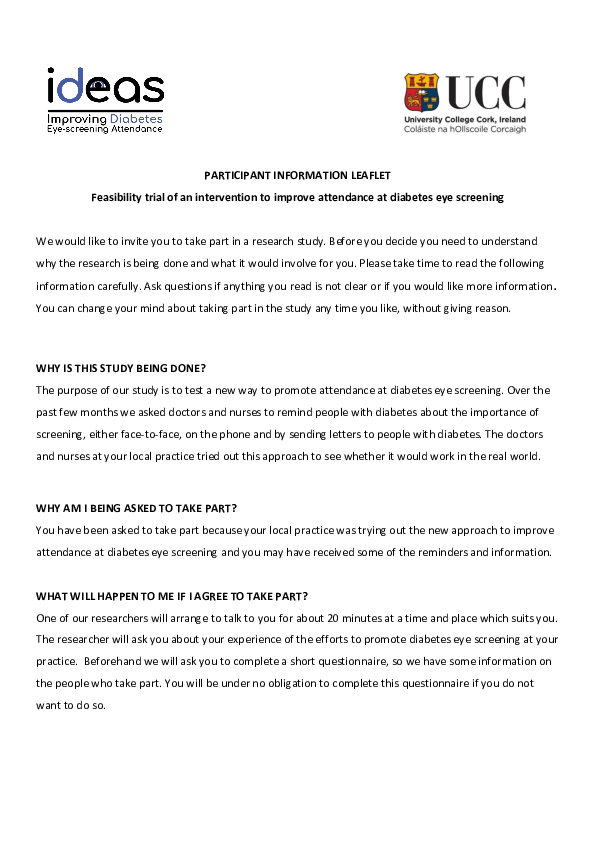 (PDF) IDEAs study information sheets and consent forms