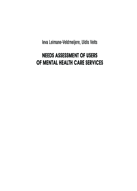 (PDF) Needs assessment of users of mental health care services