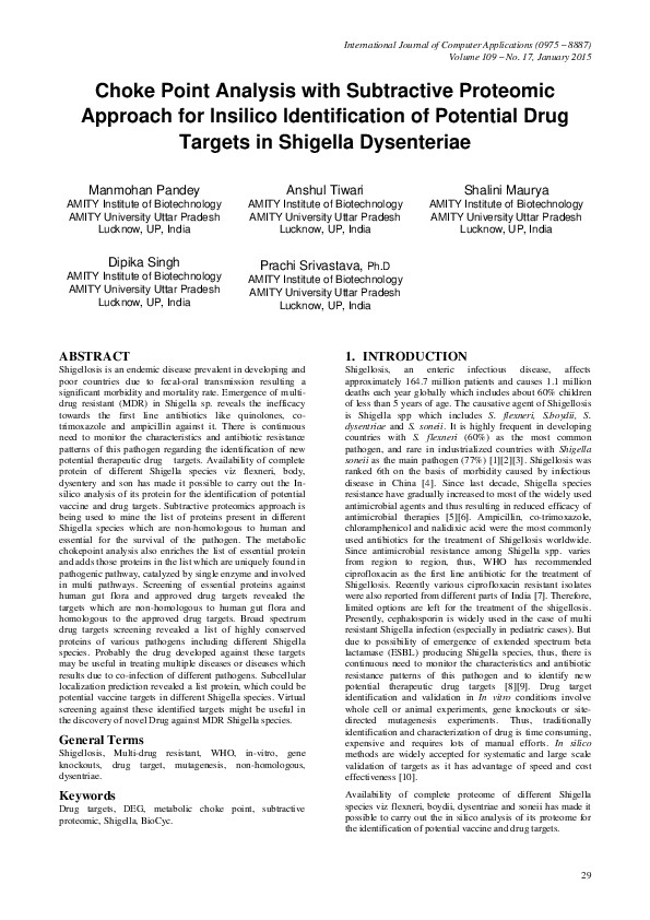 (PDF) Choke Point Analysis with Subtractive Proteomic Approach for ...