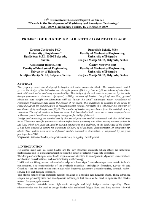(PDF) Project of helicopter tail rotor composite blade