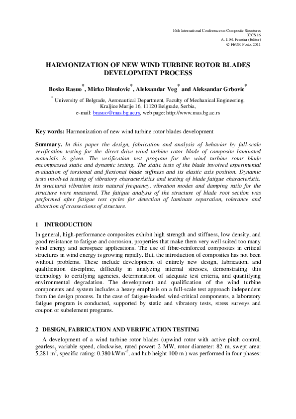 (PDF) Harmonization of new wind turbine rotor blades development ...