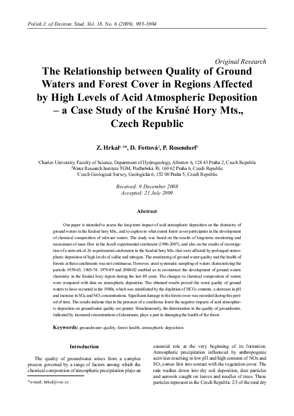 (PDF) The relationship between quality of ground waters and forest ...