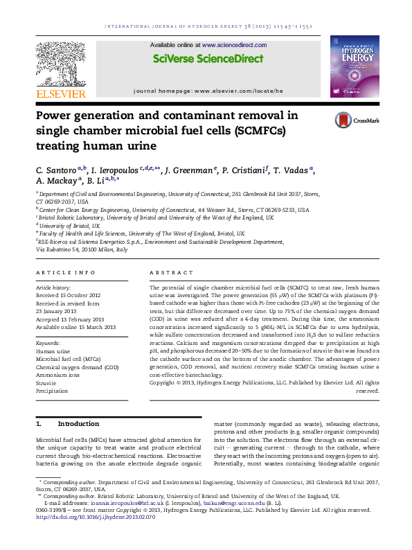 (PDF) Power generation and contaminant removal in single chamber ...