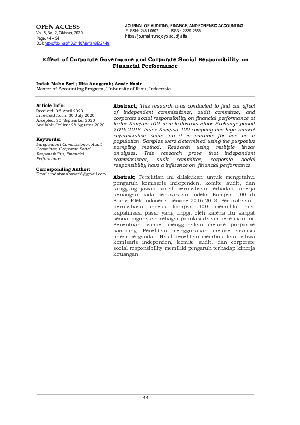 (PDF) Effect of Corporate Governance and Corporate Social ...