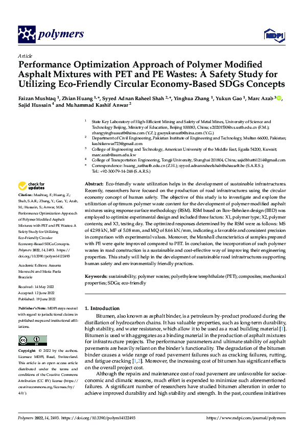 (PDF) Performance Optimization Approach of Polymer Modified Asphalt ...