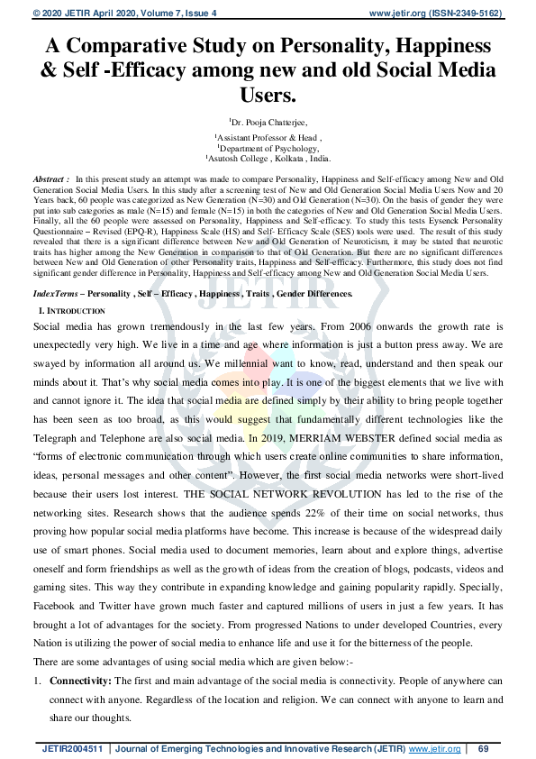 (PDF) A Comparative Study on Personality, Happiness & Self -Efficacy ...