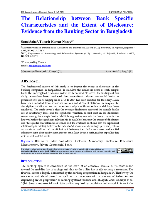 (PDF) The Relationship between Bank Specific Characteristics and the ...