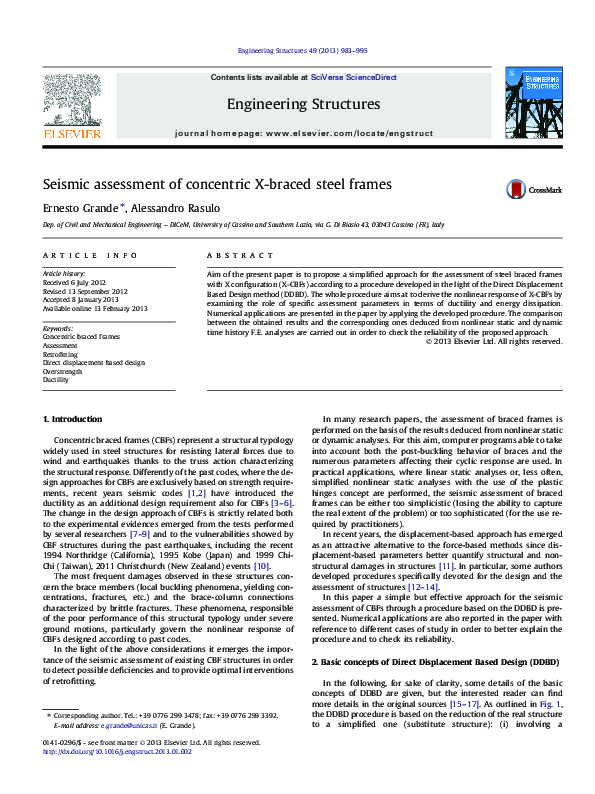 (PDF) Seismic assessment of concentric X-braced steel frames