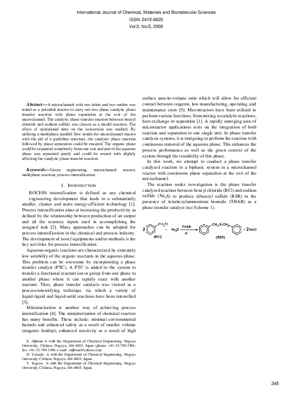 (PDF) Simultaneous Reaction-Separation In A Microchannel Reactor With ...