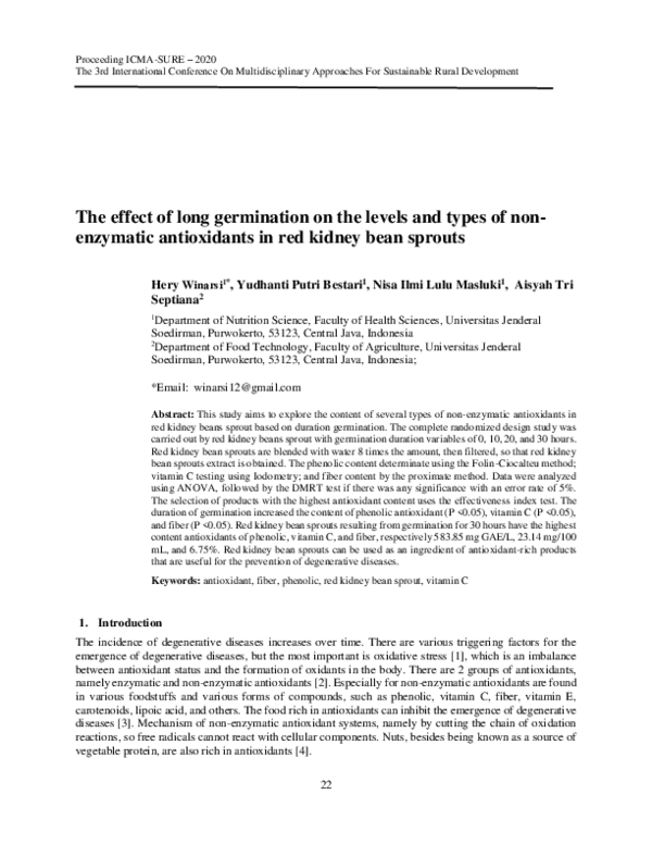 (PDF) The effect of long germination on the levels and types of non