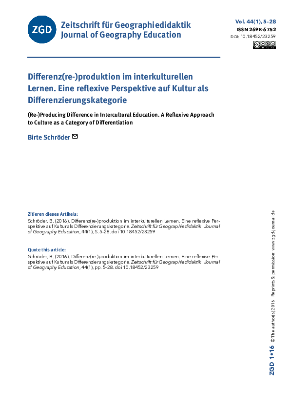 (PDF) (Re-)Producing Difference in Intercultural Education. A Reflexive ...