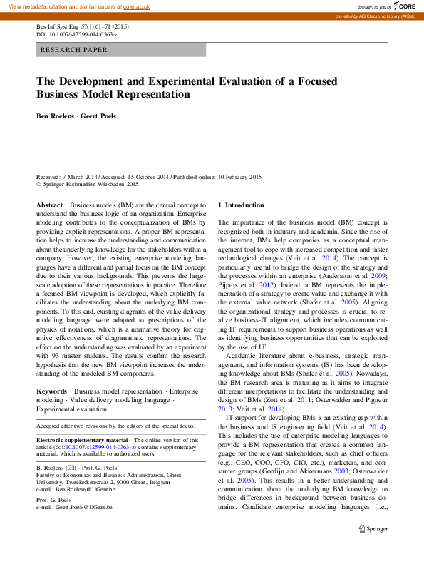 (PDF) The Development and Experimental Evaluation of a Focused Business ...