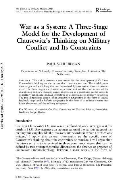 (PDF) ‘War as a System: A Three-Stage Model for the Development of ...