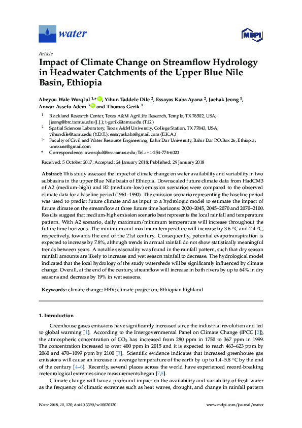 (PDF) Impact of Climate Change on Streamflow Hydrology in Headwater ...