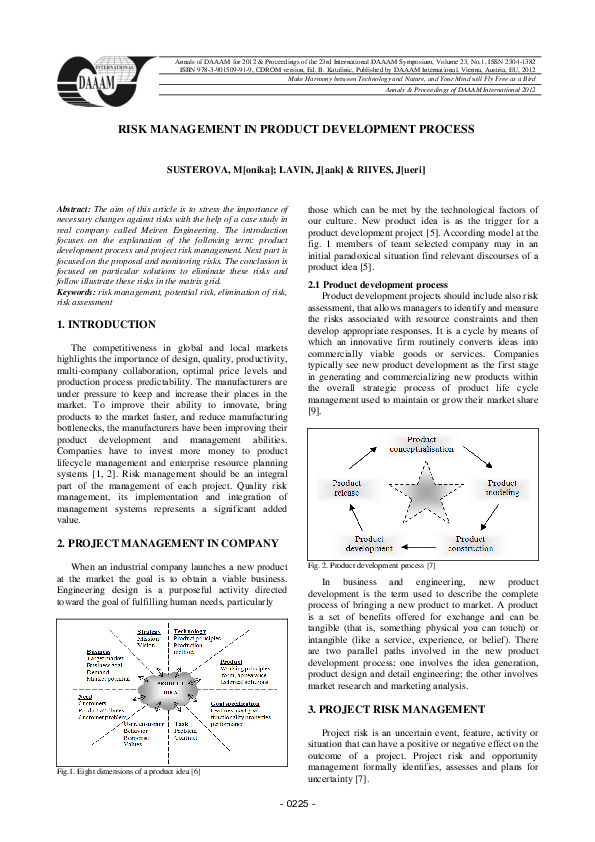 (PDF) Risk Management in Product Development Process