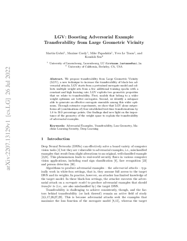 (PDF) LGV: Boosting Adversarial Example Transferability from Large ...