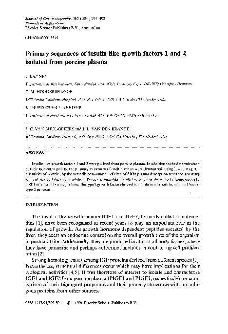 (PDF) Primary sequences of insulin-like growth factors 1 and 2 isolated ...
