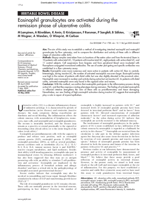 (PDF) Eosinophil granulocytes are activated during the remission phase ...
