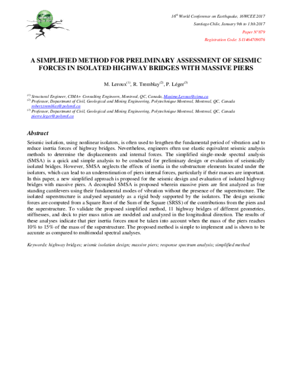 (PDF) A Simplified Method for Preliminary Assessment of Seismic Forces ...