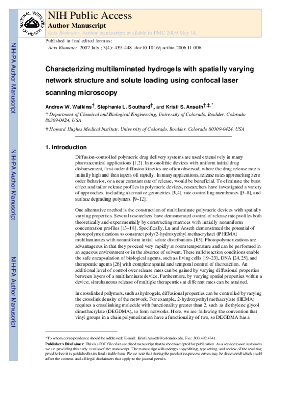 (PDF) Characterizing multilaminated hydrogels with spatially varying ...