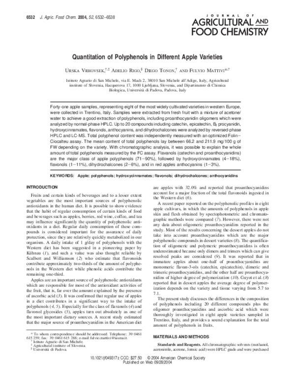(PDF) Quantitation of Polyphenols in Different Apple Varieties Adelio